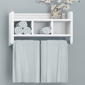 alaterre furniture logan bath storage shelf with two towel rods, 25", white,azabss0050