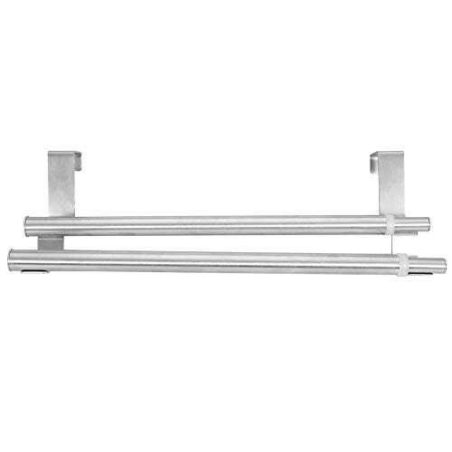 FTVOGUE Cabinet Bathroom Rack,Retractable Stainless Steel Bath Towel Bar Rack Shelf No Drilling(40cm Retractable Double Rod)