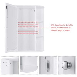 DORTALA Bathroom Cabinet, Single Door Wall Mount Medicine Cabinet w/Mirror(2 Tier Inner Shelves)