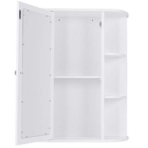 DORTALA Bathroom Cabinet, Single Door Wall Mount Medicine Cabinet w/Mirror(2 Tier Inner Shelves)