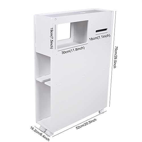 MONIPA Bathroom Organizer, Small Storage Cabinet with Doors and Shelves,Thin Toilet Vanity Cabinet,Narrow Bath Sink Organizer,Towel Storage Shelf for Paper Holder,White