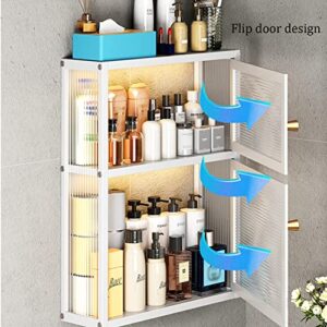 Wall Mounted Bathroom Medicine cabinets,No Punching Dustproof Cosmetic Storage Box,Over-The-Toilet Storage Organizer, Multi Purpose Jewelry Rack,Hanging Floating Rack for Garage Laundry Room Kitche