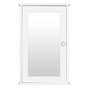 single door bathroom cabinet - wall mounted medicine storage vanity mirror organizer with shelf, rust-free white cabinet for space-saving