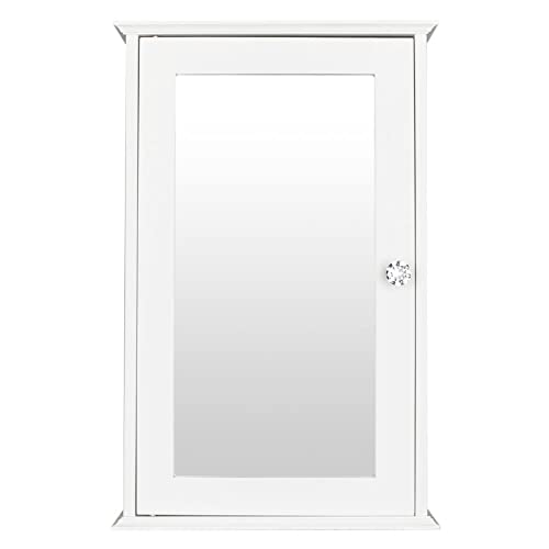 Single Door Bathroom Cabinet - Wall Mounted Medicine Storage Vanity Mirror Organizer with Shelf, Rust-Free White Cabinet for Space-Saving