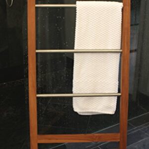 AquaTeak Patented Sula Angled Teak & Stainless Towel Stand