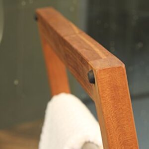 AquaTeak Patented Sula Angled Teak & Stainless Towel Stand