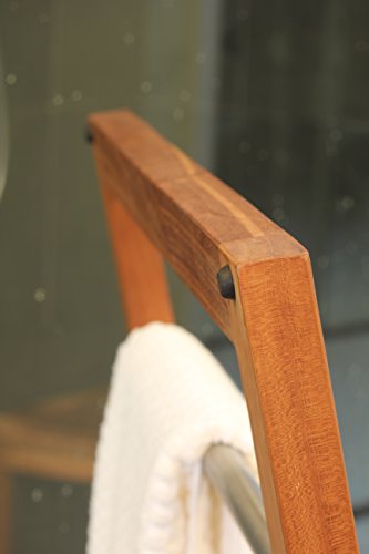 AquaTeak Patented Sula Angled Teak & Stainless Towel Stand