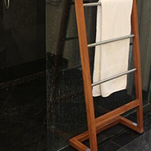 AquaTeak Patented Sula Angled Teak & Stainless Towel Stand