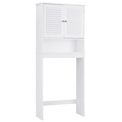 Giantex Bathroom Over-The-Toilet Space Saver Storage with Adjustable Shelf and 2-Door Storage Cabinets Toilet Organize Rack, White