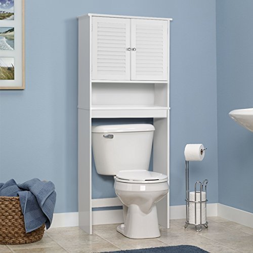 Giantex Bathroom Over-The-Toilet Space Saver Storage with Adjustable Shelf and 2-Door Storage Cabinets Toilet Organize Rack, White