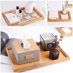 Bamboo Vanity Tray Bathroom Wooden Tray Makeup Counter Tray Wood Serving Tray for Bathroom Home Decor Holds Cosmetics, Perfume, Tissues, Candles, Towels, Soap, 11.5 x 7.9 x 0.9 inch