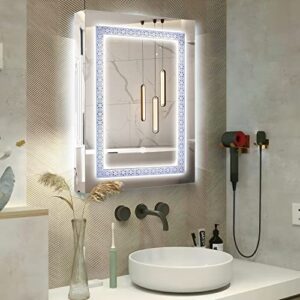 janboe illuminated medicine cabinet 24×28 inch,stainless steel medicine cabinet with light,bathroom mirror cabinet,with side lighting and side mirror