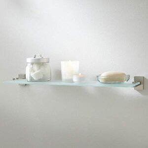 Naiture Tempered Glass Shelf in Brushed Nickel Finish