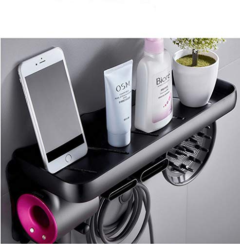 Hair Dryer Stand for Dyson Supersonic Hair Dryer Attachments, Fit 1 Diffuser, 2 Nozzles, Wall Mounted Holder Magnetic Rack with Storage Tray Shelf Organizer for Bathroom Bedroom Hair Salon Barbershop