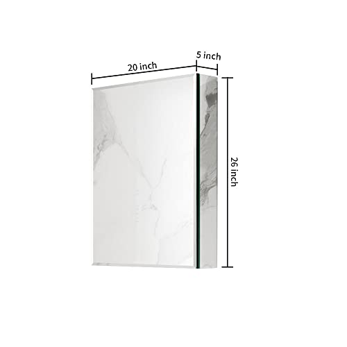 Staykiwi 20 in. W x 26 in. H Aluminum Bathroom Medicine Cabinet, Rectangle Cabinet Surface Mount with Mirror for Bathroom Livingroom