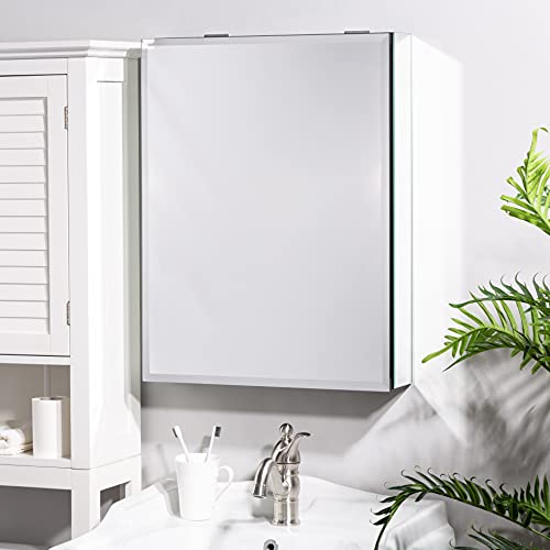 Staykiwi 20 in. W x 26 in. H Aluminum Bathroom Medicine Cabinet, Rectangle Cabinet Surface Mount with Mirror for Bathroom Livingroom