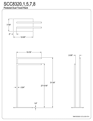 Kingston Brass SCC8325 Edenscape Freestanding Towel Rack, Oil Rubbed Bronze