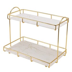 ladieshow makeup organizer shelf, 2 tier cosmetic storage basket with removable glass tray, wire vanity organizer rack for dresser, countertop, bathroom and more