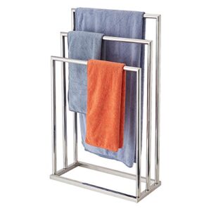 freestanding towel rack，naturous 3 tier metal towel bar stand stainless steel bathroom towel/kitchen towel rack stand
