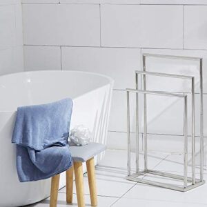 Freestanding Towel Rack，Naturous 3 Tier Metal Towel Bar Stand Stainless Steel Bathroom Towel/Kitchen Towel Rack Stand