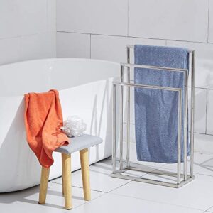 Freestanding Towel Rack，Naturous 3 Tier Metal Towel Bar Stand Stainless Steel Bathroom Towel/Kitchen Towel Rack Stand