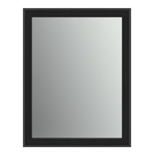 delta wall mount 21 in. x 28 in. small s1) rectangular framed float mounting bathroom mirror in matte black with standard glass