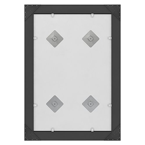 Delta Wall Mount 21 in. x 28 in. Small S1) Rectangular Framed Float Mounting Bathroom Mirror in Matte Black with Standard Glass