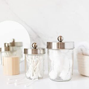 Jarmazing Products Apothecary Lid Storage Set with Ball Mason Jars - Farmhouse Home Decor for Vanity Organization - Luxury Bathroom, Kitchen and Office Accessories - Stainless Steel - Two Pack