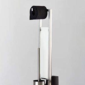 Wenko Rivalta Free Standing 3 Piece Bathroom Accessory, Brush Tissue Roll Holder, Paper Dispenser, Toilet Set, Chrome Matt, 27.55 x 7.08 x 7.87 inc, 18 x 19 x 69 cm