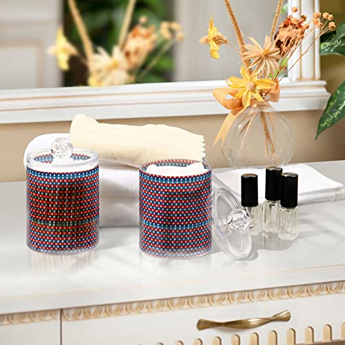 Kigai 2 Pack Plastic Jars with Lids Patriotic Stars Airtight Container for Coffee Tea Candy Food Storage, 14oz Clear Apothecary Jars Bathroom Qtip Holder Organizer for Cotton Swabs Cosmetics