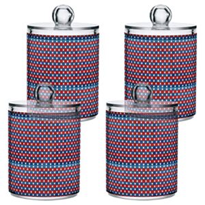 Kigai 2 Pack Plastic Jars with Lids Patriotic Stars Airtight Container for Coffee Tea Candy Food Storage, 14oz Clear Apothecary Jars Bathroom Qtip Holder Organizer for Cotton Swabs Cosmetics