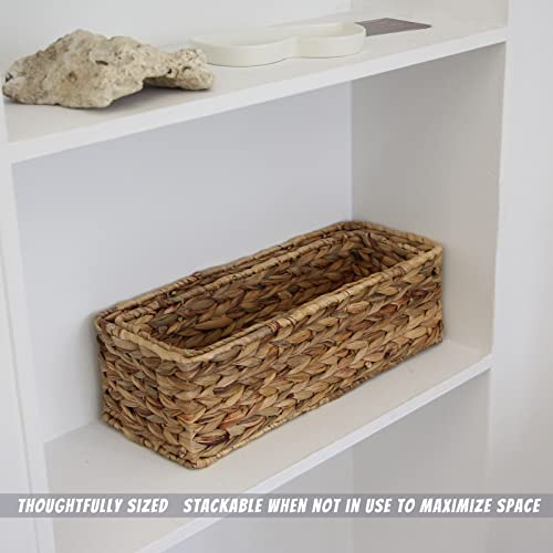 Toilet Paper Basket Natural Woven Bathroom Storage Organizer Basket Wicker Decorative Toilet Roll Holder Tank Basket(Water Hyacinth)