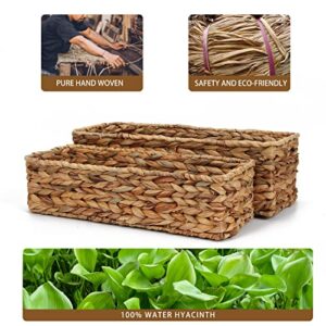 Toilet Paper Basket Natural Woven Bathroom Storage Organizer Basket Wicker Decorative Toilet Roll Holder Tank Basket(Water Hyacinth)
