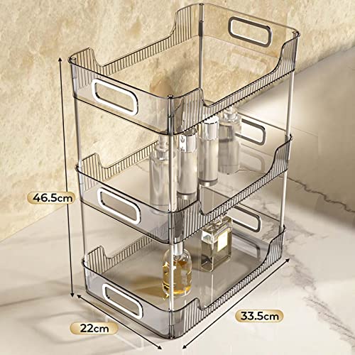 3 Tier Countertop Organizer Multipurpose Counter Vanity Tray Cosmetic Perfume Makeup Display Container for Living Room Bathroom Toilet Home , Gray