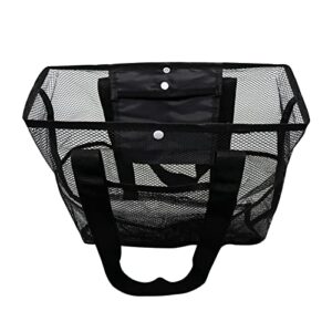 iMeistek Mesh Shower Bag, Mesh Shower Caddy Portable, Quick-Drying Hanging Toiletry and Bathroom Organizer for College Dorms, Bathrooms, Gym, Camping, Travel (Black)