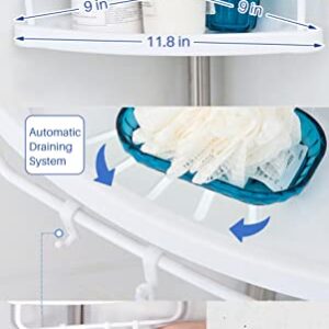 H&A Strong Shower Storage Caddy,SturdyTension Corner Pole Caddy,Commercial Grade Rustproof Bathroom Bathtub Adjustable Corner Rack Ivory