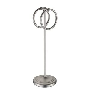 zhkd 304 stainless steel towel rack holder stand with 2 hanging rings for bathroom vanity countertops - space saving hand towel holder,chrome
