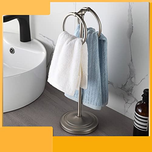 ZHKD 304 Stainless Steel Towel Rack Holder Stand with 2 Hanging Rings for Bathroom Vanity Countertops - Space Saving Hand Towel Holder,Chrome