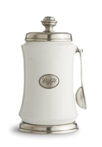 arte italica tuscan coffee canister with spoon, white