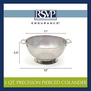 RSVP International International Endurance Stainless Steel Precision Pierced Colander, 5-Quart (Punch-5)