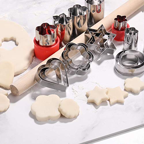 Oneleaf Stainless Steel Cutter Shapes Set,20pcs,Vegetable,Fruit,Mini Pie,Doughnut/Donut,Sandwich,Biscuits,Cookie Metal Easter Fun Cutter Model,For Baking&Decorative Food,Kids,Christmas Holiday Party…