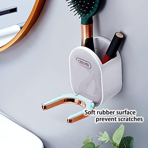 2022 Wall Mount Hair Dryer Holder for Dyson Supersonic Hair Dryer, Self Adhesive Bathroom Hair Dryer Holder Wall Mounted with Storage Box, Hole-Free Installation Method (Black)