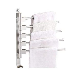 mocofo towel rack, swing-out towel bar, rotating bathtub, rv towel rack, swing arm, towel hand rack, space-saving storage rack, wall-mounted towel rack (space aluminum, 5 bars)