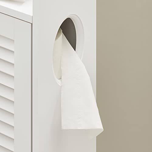 Haotian BZR49-W, White Free Standing Bathroom Toilet Paper Roll Holder, Storage Cabinet Holder, Organizer for Bath Toilet