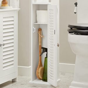 Haotian BZR49-W, White Free Standing Bathroom Toilet Paper Roll Holder, Storage Cabinet Holder, Organizer for Bath Toilet