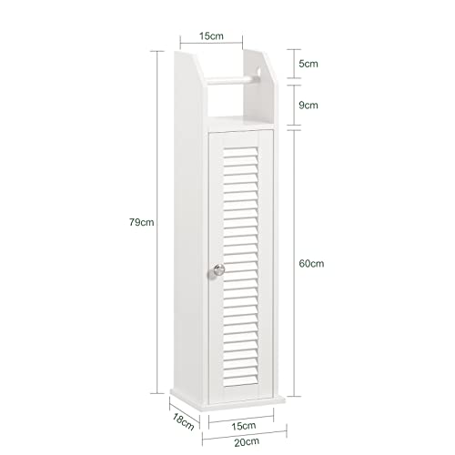 Haotian BZR49-W, White Free Standing Bathroom Toilet Paper Roll Holder, Storage Cabinet Holder, Organizer for Bath Toilet