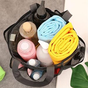 InfantLY Bright Portable Mesh Shower Caddy Quick Dry Women Tote Hanging Bath Toiletry Organizer Bag 7 Storage Pockets Double Handles, black, (ui-1)