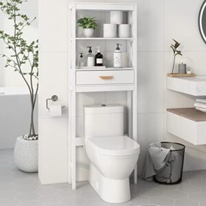 oqsc bathroom shelf over the toilet x- frame bathroom organizer with 1 drawer and open shelves bathroom space saver(white)
