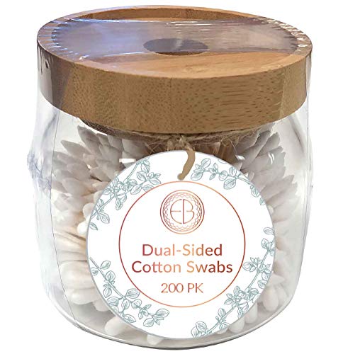 Evriholder Glass Container Cotton Swab Canister, White