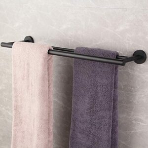 24-Inch Double Towel Bar Stainless Steel Hand Towel Rack for Bathroom Matte Black Contemporary Style Wall Mount